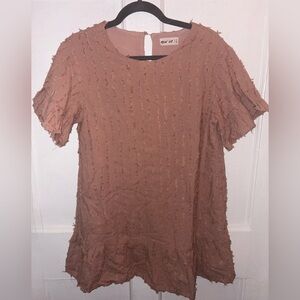 New In Textured Peasant Cottagecore Dress Short Sleeve Pink Size Small